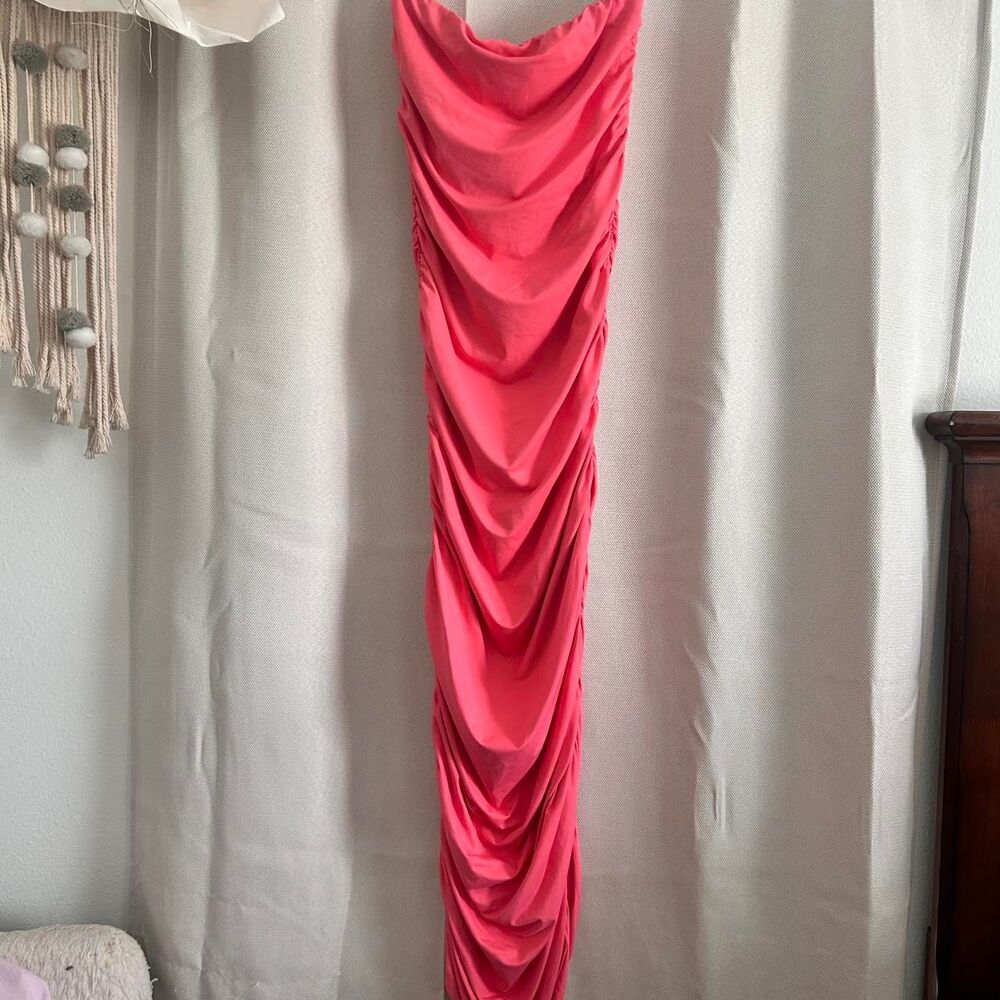 Zara Pink Strapless Ruched Bodycon Maxi Dress bodycon Size M